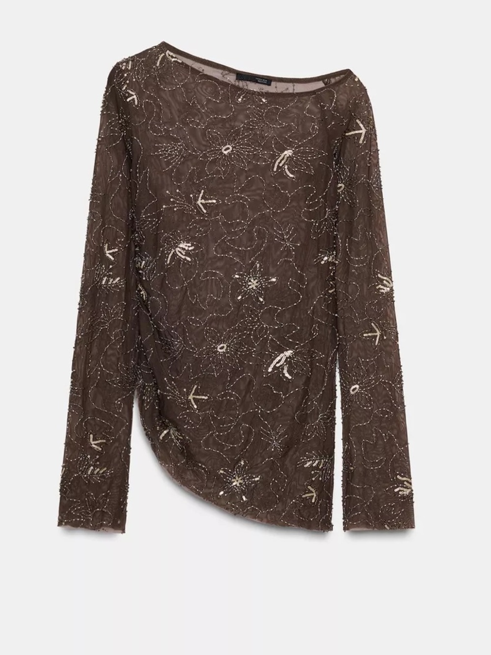 Zara Draped Embroidered Beaded Top